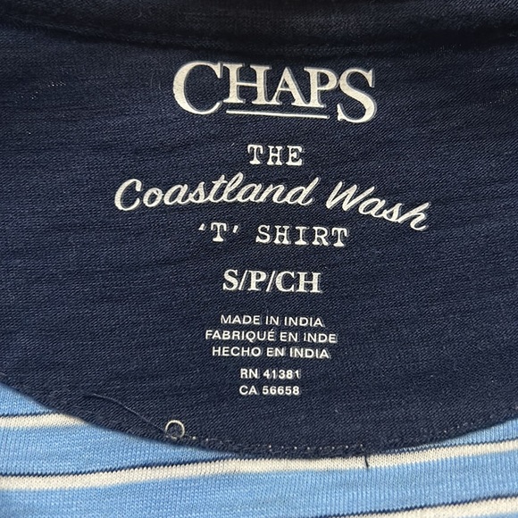 Chaps Light Blue Striped T Shirt Mens S - Picture 3 of 5